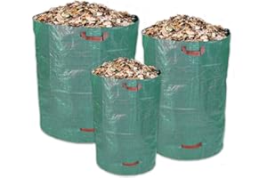 Schramm® 3 Pezzi Sacchi da Giardino composti da 1x 160L, 1x300L e 1x 500L Sacchi da Giardino in Robusto Tessuto di Polipropilene PP