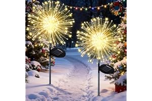 ‎JOYCOME Joycome Solar Weihnachtsbeleuchtung Außen 2 Stück 150 LED Weihnachtsdeko Solarleuchten, 8 Modi Solar Feuerwerk Gartenbeleuchtung, IP65 Wasserdicht Pusteblume Gartenstecker für Balkon Blumenkasten Deko