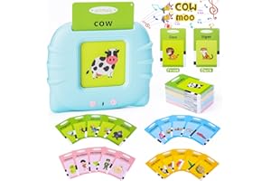 NYOBABE Early Educational Learning Toys for Kids,112pcs Talking Flash Cards for Toddlers Age 1 2 3,Montessori Interactive Reading Spelling Game Autism Speech Therapy Toys Boys Xmas Birthday Gifts Blue