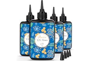 Bsrezn Resina UV Trasparente Dura da 400g, Kit di Resina Epossidica UV Trasparente Cristallina, Pre-miscelata, per La Creazione di Gioielli. Rapida Polimerizzazione Tramite Attivazione Solare