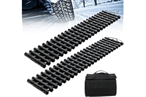 COSTWAY Lot de 2 Tapis de Traction pour Pneus, Plaques de Récupération TPR Portables Aide à la Traction d'urgence pour Neige Glace, Planche de Traction Enroulable avec Sac pour Voiture (100 cm)