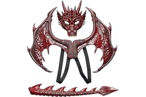 Sunshine smile Drachen Kostiim,Drachenkostum Kind,Drachenflügel,Halloween Drachen Maske,Drachen Kostim Erwachsene,Dinosaurier Cosplay Set für Kinder Jungen Mädchen Halloween Party Karneval