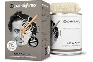 Paellissimo - Kit Preparado para Arroz Negro, Paella de Pescado con Tinta de Sepia | Plato Precocinado Casero 100% Natural y Sin Gluten | 2-3 Personas | 1 Unidad