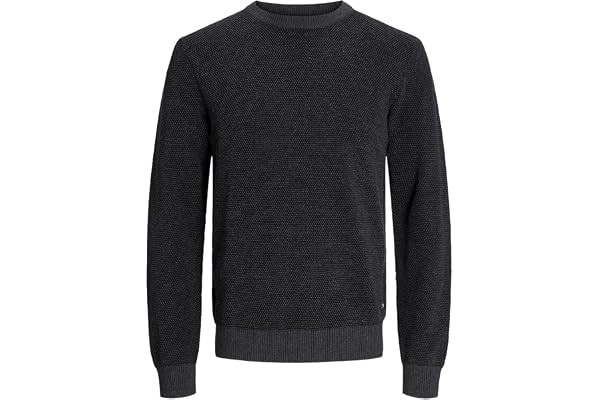 Jack & Jones stickad tröja för män, enfärgad stickad tröja, Mörkgrå melange, XS