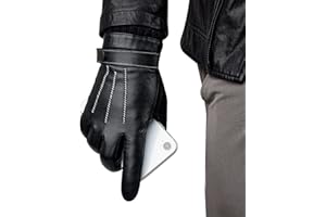 GSG SINCE 1998 GSG Mens Genuine Leather Gloves Warm Wool/Faux Fur Lined Sheepskin Gloves Touchscreen M13620