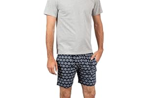 TRAMAS+ Pijama Hombre Verano, Conjunto de Pijama Camiseta Manga Corta y Pantalon Corto, Pijama Cómodo y Fresco