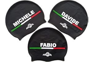 Swimxwin Cuffia in Silicone con Nome Personalizzato | Cuffia da Nuoto | Cuffia da Piscina | Grande Comfort e Aderenza | Design e Stile Italiano | Colore Nero