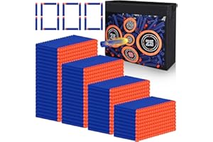 Mlikero 1000 Fléchettes Balle en Mousse, 7.2cm Balles de Recharge pour Pistolet Joue, Accessoires de Flechette avec Seau de Stockage Portable, Bleu