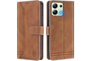 GoodcAcy Funda para Xiaomi Redmi 12 4G, Carcasa Libro con Tapa de Cuero Piel Wallet Case Flip Cover con Kickstand, Hebilla Magnetica, Ranuras para Tarjetas para Redmi 12 4G/Xiaomi Poco M6 Pro,Marrón
