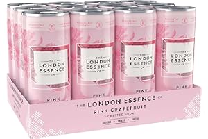 The London Essence Co. Pink Grapefruit Crafted Soda, Premium Soft Drink, 250ml, Pack of 12 cans, No Artificial Colours Preservatives or flavours, Low Calorie