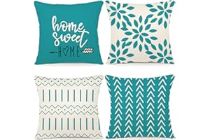 YCOLL Federe Confezione da 4 Copricuscini Decorativi Fodere in Lino 45x45cm Quadrate per Cuscino per Divano Sedia Cuscini