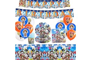 IFHDO One Piece Stoviglie per Feste Compleanno, Kit di Stoviglie per Compleanno a Forma di One Piece Decorazione da Tavola Piatto Tazza Tovagliolo Tovaglia per Compleanni Festa