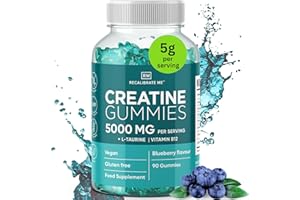 RECALIBRATE ME RM Creatine Gummies 5000 mg Max for Men & Women – Blueberry Flavour – Creatine Monohydrate with L-Taurine & Vitamin B12 for Energy, Strength & Muscle Recovery – Vegan, Halal, Gluten Free