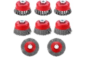 Neuytiky 8 Pièces Brosse Métallique pour Perceuse Meuleuse D'angle,Brosse Métallique Meuleuse de 75mm 100mm de Diamètre,pour Meuleuse,Enlèvement de Peinture de Rouille