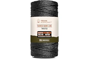 Texas Bushcraft Tarred Bank Line Twisted Twine - #36 Black Nylon String for Fishing, Camping and Outdoor Survival – Strong, Weather Resistant Bankline Cordage for Trotline and Marine Thread…