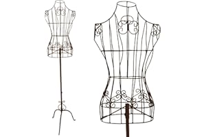 PrimoLiving Metall Schneiderpuppe Ana in Antik-Braun - höhenverstellbare Vintage Kleiderpuppe - ideal als weibliche Schaufensterpuppe oder Kleiderständer - P-12437