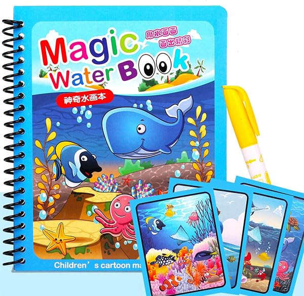 Beauenty Magic Water Book, Water Coloring Book, Doodling Paint with Water Magic Pen Painting Board For Children Educatio
