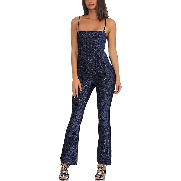 Pailletten Jumpsuit Damen Ärmellos - Glänzender Overall Für Party & Abend