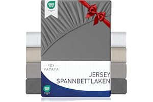 ‎PATAYA Pataya Spannbettlaken 160x200cm - Oeko-TEX Zertifiziert Baumwollmischung Spannbetttuch bis zu 25 cm Bettlaken für Boxspringbett Matratzen (Anthrazit - 160x200)