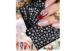 ZOFORY Nagelsticker, Nagelsticker Weihnachten, Nail Sticker 10 Blatt, Sticker Weihnachten Transparent, Nagelaufkleber Weihnachten Schneeflocke Rentier, Nagelsticker Selbstklebend, Nagelsticker Winter