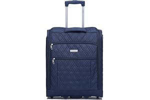 Flight Knight Inteligentna walizka kabinowa 41,9 cm, 2 kółka do easyjet, Ryanair, British Airways, idealna również do pociągów i autokarów, Granatowy pikowany, 56x45x25cm, Bagaż podręczny