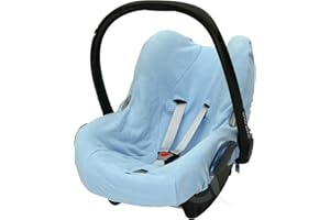 OLOBABY Summer Cover fits Maxi COSI Cabriofix CAR SEAT Washable Cotton Towelling (Grey) (Baby Blue)