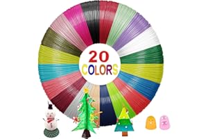 Filament Stylo 3D avec 2 Capuchons pour Doigts, Yungden 20 Couleurs de Recharges PLA 1,75 mm, 5M par Couleur, 200M au Total, Compatible avec SAYWE, Acdolf Stylo D'Impression 3D et Imprimante 3D