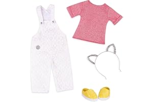 Glitter Girls– 14-Inch Doll Clothes – Glisten & Glam – Lace Overalls & Cat Ear Deluxe Outfit – Toys, Clothes & Accessories For Girls 3 – Year – Old & Up