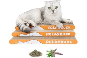 Polarduck Cat Scratching Cardboard Scratch Board: Scratcher Bed for Indoor Kitten - Pet Accessories as Cat Mat Cat Toy Reversible & Recyclable | 42 x 21.5 x 3cm - 3 Pack