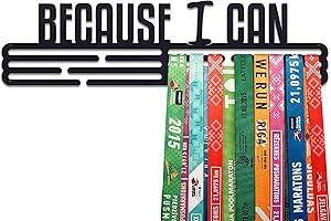 United Medals Because I Can Sports Medal Hanger Display | Soporte de acero recubierto de polvo negro | Marco de montaje en pared