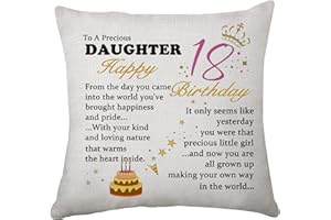 HASODEO Daughter Birthday Gifts Happy 18th Birthday Gift from Mum Dad Inspirational Cushion Cover for Daughter Women Pillow Cover Adult Birthday Present (18th)