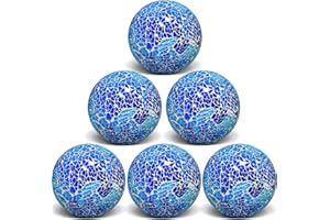 Yatinkim 6 Pcs Decorative Ball Set 8.5cm/3.35inch Blue Mosaic Glass Orbs Centerpiece Balls Decor Sphere Solid Ball for Decorate Bowls Vases Tables Wedding