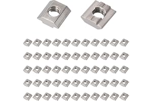 GUNGY Tuercas Deslizantes M8 Tuercas Ranuradas Tuerca de Ranura en T Tuercas Correderas de Acero Carbono para Perfiles de Aluminio 30 Serie 50 Piezas