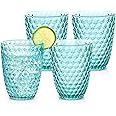 BELLAFORTE Shatterproof Tritan Plastic Short Tumbler, Set of 4, 385ml - Laguna Beach Drinking Glasses - Unbreakable Cups for Indoor and Outdoor Use - BPA Free - Dishwasher Safe - Blue