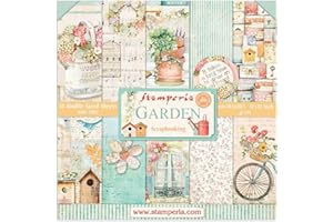 STAMPERIA Bloc Papier Scrap double Face 10 feuilles 30,5x30,5 (12"x12") - Jardin multicolore SBBL43