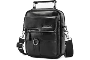 BAIGIO Sacoche Homme Cuir Sac pour Homme Petit Sac à Bandoulière Sacs de Messager Vintage Sacoche Décontractée Sac Croisé adapté à la Vie Quotidienne en Voyage d’Affaires