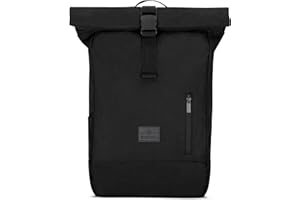 Johnny Urban Robin Medium Backpack for Men and Women – Roll Top with Laptop Compartment for University, Business, Bicycle – 15 L – Sustainable – Water-Repellent, black, Casual