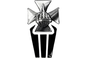 ‎BIKE-LABEL BIKE-label Tankpad 3D Iron Cross Chrom-Optik Tank-Schutz für Motorrad-Tank 502260VA