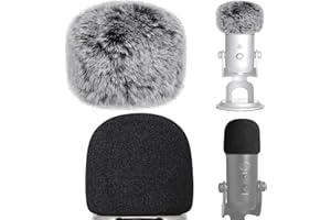 2 Stück VIZEMO Mikrofon-Windschutz aus Schaumstoff mit pelzigem Windschutzscheiben-Muff, Pop-Filter für Blue Yeti, Blue Yeti Pro USB-Mikrofon