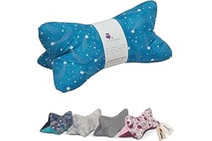 Die Schleyereule Leseknochen Nackenkissen (Sternenhimmel blau) bequem und waschbar! Handgestopft und genäht in Deutschland - Nutzbar als Nackenrolle Kissen Nackenrolle