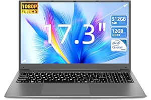 SGIN Ordenador Portátil 17,3 Pulgadas 12GB RAM 512GB SSD Storage(Tarjeta TF Card 512GB), Procesador Celeron N5095A, FHD 1920 * 1080 IPS, Batería 5000mAh, 2xUSB 3.0, WiFi Dual Band (Gris)