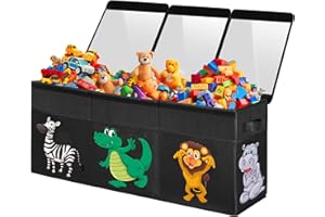 YOHOOLYO Toy Storage Box Kids Toy Chest Extra Large Foldable Toy Organiser Basket with Lids 106x35x40cm Toy Storage Trunk for Boys, Girls, Playroom, Nursery
