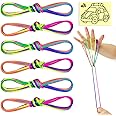 SONGTIY 6PCS Cats Cradle String, 65 Inch Long Rainbow Colourful Finger Rope, Chinese Finger String Games Toy for Kids, Adults, Children's Day, with A Sand Painting, Rainbow, 65inch