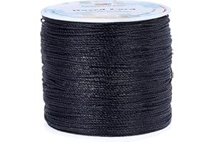 PH PandaHall 116 Yards 0.5mm Waxed Cotton Cord Jewellery Beading Thread Black Thin Waxed String for Bracelet Necklace Jewellery Making Repair DIY Crafts Macrame Project, 106m