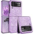 YINLAI Samsung Galaxy Z Flip 4 Case Glitter Shiny Sparkly Slim Shockproof Hybrid Covers Drop Protection Girly Women Phone Case for Samsung Galaxy Z Flip 4 5G,Purple