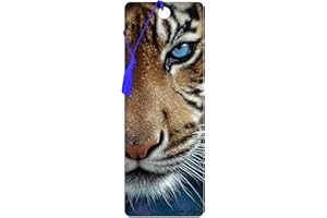 3D LiveLife Marque-page - Les Yeux Bleus de Deluxebase. Marque page Tigre avec illustrations 3D lenticulaires sous licence de l'artiste renommé Colin Bogle