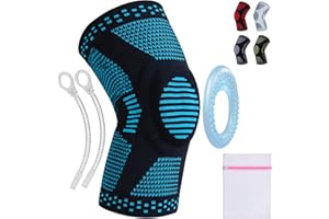 360 RELIEF - Compression Knee Brace with Gel Pads and Side Knee Stabilizers, Joint Support, Comfort, Active Recovery, Running, Workout Protection - Medium, Blue + Laundry Bag