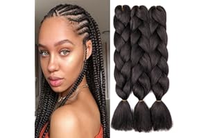 Dcbaboo Extension per Treccine Africane 60cm Extension Capelli Finti per Treccine Africane Extension Trecce Capelli Sintetici Kanekalon 3 Ciocche Ombre Jumbo Braiding Hair, Marrone scuro
