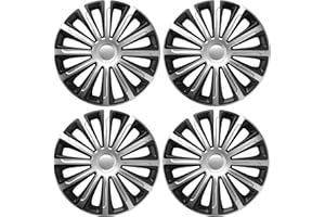 UKB4C 4x Wheel Trims Hub Caps 14" Covers fits VW Polo Golf Fox Lupo in Silver & Black Alloy Look