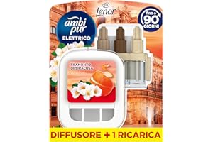 Ambi Pur 3Volution Starter Kit Diffusore Elettrico Per Ambienti Programma Intelligente 20 ml Arancia e Cannella, 3 Fragranze Che Si Alternano Per Combattere Gli Odori